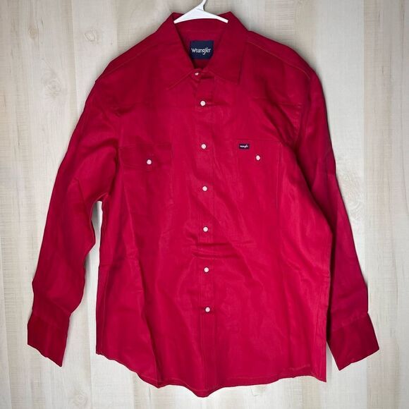 Wrangler new without tags red long sleeve pearl snap shirt,‎ size XL - Picture 1 of 13